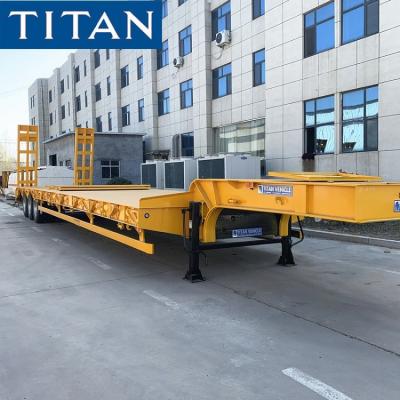 China 3 Axle 60t Lowbed Low Bed Flatbed Trailer Truck Price for Sale zu verkaufen