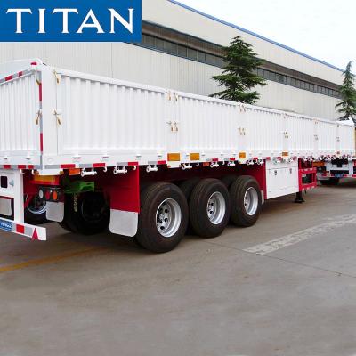 中国 Stepwise Side Wall Truck Trailer High Sided Drop Side General Cargo Trailer for Sale 販売のため