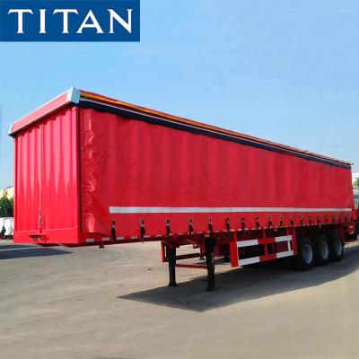 China 3 Axle 40 Ton PVC Tarpaulin Side Curtain Van Trailer for Sale en venta