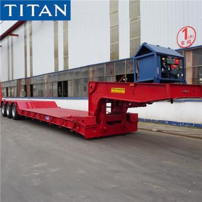 China Tri Axle Lowboy Equipment Trailers 80 Ton Detachable Lowboy Gooseneck Trailer zu verkaufen