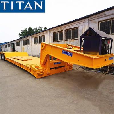 China 3 Axle Removable Gooseneck Trailer 80ton Lowboy Equipment Trailers Lowboy Trailer zu verkaufen