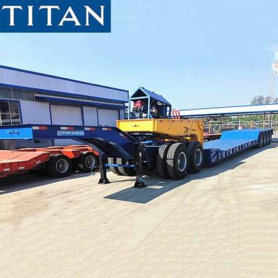 China 100 ton Detachable Lowboy Trailer Mechanical Detach Mining Lowboy Step Deck Trailer zu verkaufen