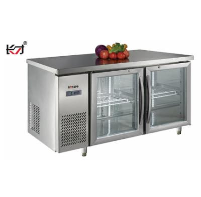 China QBTF2-2 COMPRESSOR Direct Cooling Refrigerator Freezer Cooking Table 2 Glass Doors Single Way Temperature Kitchen Equipment Restaurant for sale