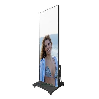 China Indoor Advertising Led Display P1.8 P2 P3mm Indoor Moving Mall Talking Floor Standing HD Smart Poster Led Screen for sale