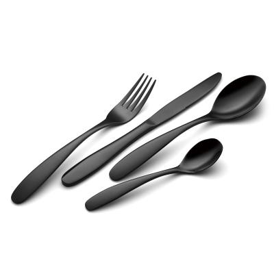 China Sustainable Stainless Steel Flatware Cutlery Set Food Grade Black Cutlery Set Stainless Steel for sale