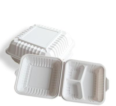 China 3-Compartments Food Container Biodegradable Biodegradable Take Out Cornstarch Food Container Take Out To Go PP Plastic Container for sale