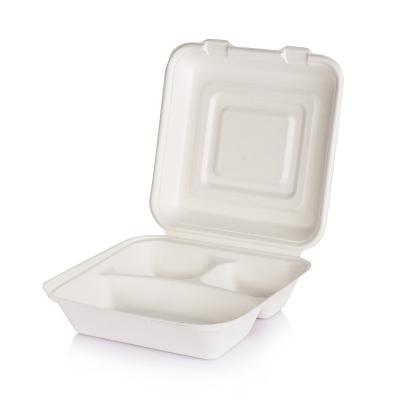 China Biodegradable Eco - Friendly Packaging Food Boxes Bagasse And PLA Takeout Box For Food Pack Bagasse Food Container for sale