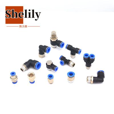 China Composite Building Material Stores Quick Connect Air Hose Fitting Straight And Elbow Pneumatic Plastic Tube Fitting for sale