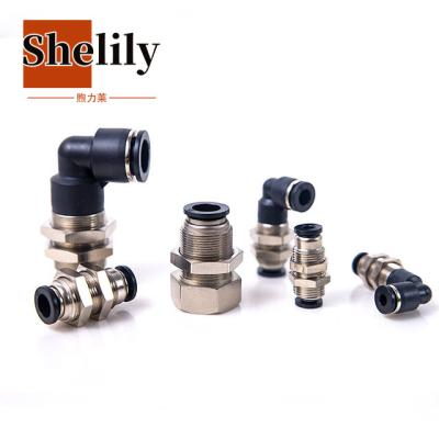 China Pipeline Fittings 1/4 Vacuum Pneumatic One Touch Building Material Stores 3/8 Inch Push To Connect Bulkhead for sale