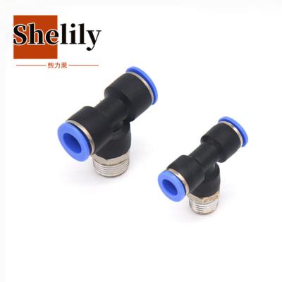 China Building Material Stores Plastic PT PB Tee Press In Fitting Pneumatic Quick Connector One Quick Touch Connect Air Fitting for sale