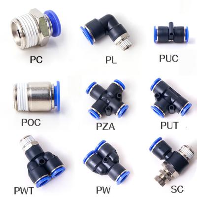 China Building Material Stores Plastic Brass Push Quick Connect PU Fit Parts PV Air PC PE PZA PK pH Push Fit Pneumatic Fittings for sale