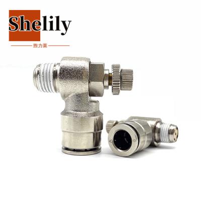 China Building Material Stores Plastic Metalwork Plastic Male Elbow Diameter 6mm 8mm Inner Thrust And Brass Flow Control Valve Connecting Speed ​​Control Valve Fitting for sale