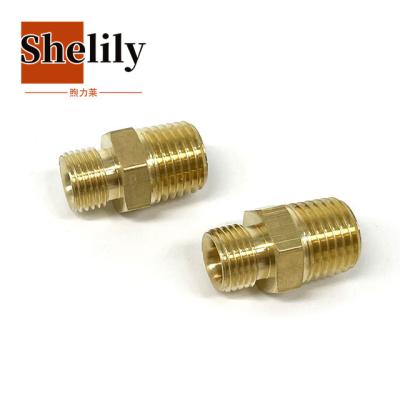 China Hose Lines Connect HEX Head Thread To Thread Pneumatic NPT 1/4 Adapter Brass Tube Fitting for sale