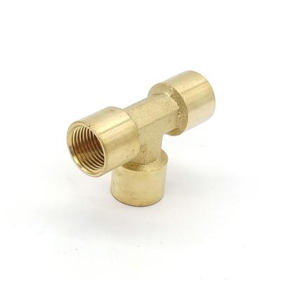 China Pipe Lines Connect Female Thread 3 Way T Shaped Equal Tee Connector Pipe Fitting Brass Mating Adapter for sale