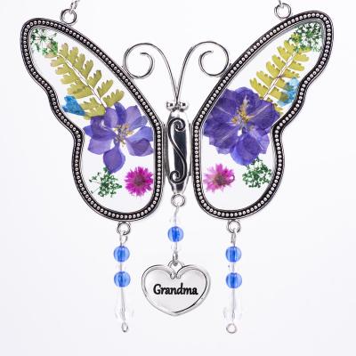 China Metal Grandma Gift Flower Theme Ornament Butterfly Butterfly Stage Hanging Ornament for sale