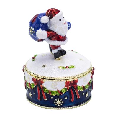 China Wholesale China Santa Clause Metal Fashion Trinket Metal Boxes Round Trinket Ring Box for sale