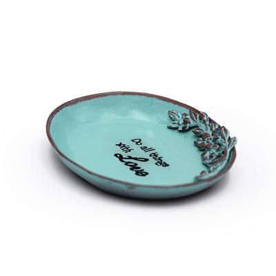 China High Quality Untraceable Blue Metal Elephant Trinket Dish Set Trinket Dish Jewelry for sale