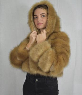 China Factory Wholesale Short Faux Fur Ladies Latest Reversible 2022 Faux Fur Hooded Coat for sale