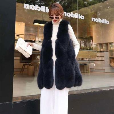 China 2022 Fashion Temperament Fox Fur Imitation Women's Long Vest Breathable Casual Vest Coat Vest New for sale