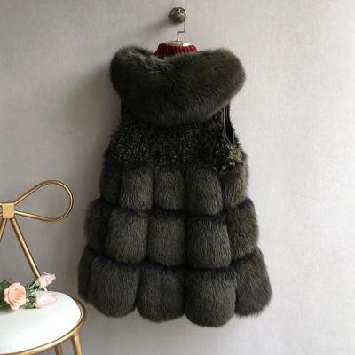 China Factory direct fur coats mid length hooded vest of news trend fox fur vest breathable imitation women for sale