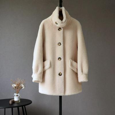 China Sydney Same Style Loose Sheep Lapel Reversible Jacket Women's Lapel Shearing Short Section Small Fur Deeply for sale