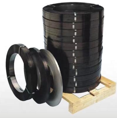 China Machine Packing Wholesale Black Painted Steel Strapping Black Painted Waxed Strapping Black Steel Band Strapping for sale