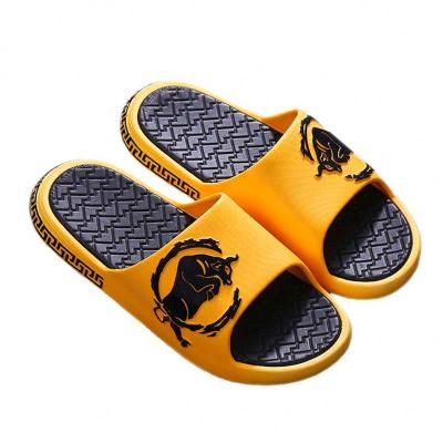 China Fashion Trend Plush Women's Slides For Men Summer Unique Designer Yellow Strap Leaf Slippers for sale