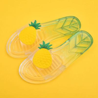 China Fashion trend wholesale customize 2021 summer new parent-child women transparent crystal slippers fruit flat sandals for sale