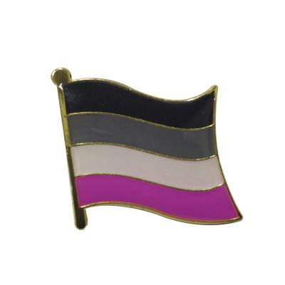 China Europe LGBT GAY PRIDE Flag Lapel Pin Metal Art Collectible Gold ASEXUAL Butterfly With Thumb Epoxy Iron for sale