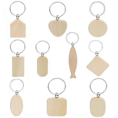 China People Art Cheap Promotional Laser Cut Engraved Wood Carving Key Rings Personalized Wooden Key Chain Blank for sale