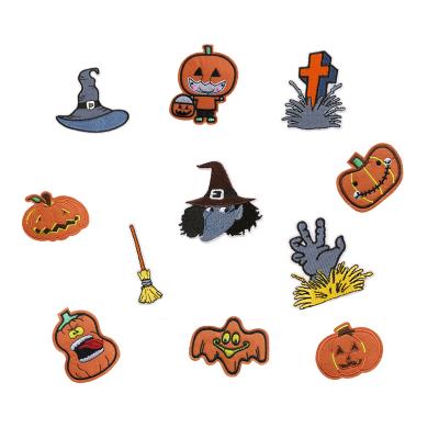 China Other Logo Custom Clothing Sticker Pumpkin Halloween Woven Embroidery Embroidered Patches for sale