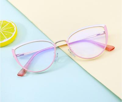 China For Use 2021 New Fashion Cat Eye Design Blue Light Blocking Metal Glasses Optical Sight for sale