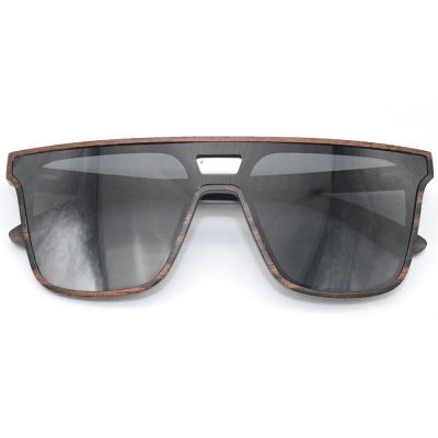 China Eco-Friendly Wooden Sunglasses Ebony Wood Frame With One Piece Polarized Gray Glass Sun Glass Display for sale