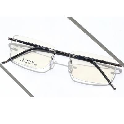 China Fashionable Optical Frame Rimless Titanium High End Unisex Lightweight Titanium Glasses Frames Ready Stock for sale