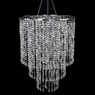 China EUROPEAN 3 Layers Wedding Plastic Crystal Bead Lampshade Chandelier zu verkaufen