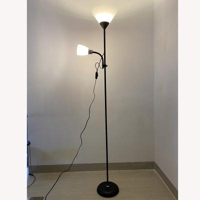 China Modern Popular Home Decor Double Lights Switch Glass Shade Floor Lamp for sale