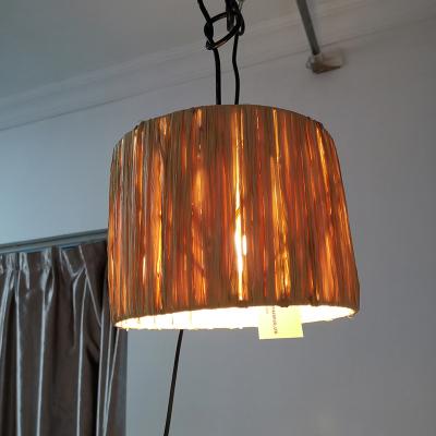 China 2021 modern wholesale home decor eco friendly rafia drum lampshade for sale