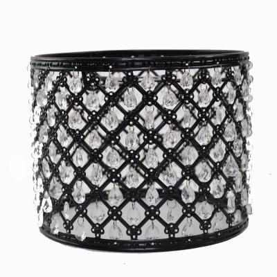 China Modern Fashion Metal Frame Black Cylinder Crystal Lampshade for sale