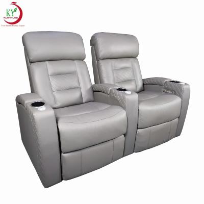 China JKY Furniture Air Power Adjustable Recliner Movie Theater Leather Sofa With USB Charging Home for sale