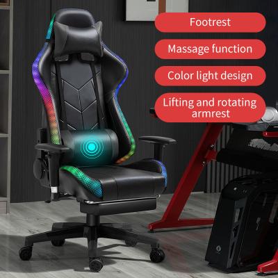 China (Size)Adjustable Black PU Leather Desk Packing Cheap Pink Computer Gaming Chair Gaming Chairs With RGB Led Light And Speaker Massage For Gamer for sale