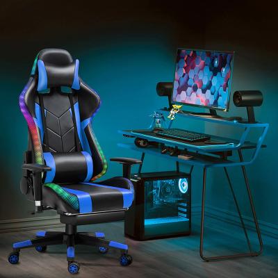 China (Size)Adjustable Cheap RGB Led Massage PU Leather Pink Gamer Chairs Desk Racing Black And Red Computer Gaming Chair With Light And Speaker for sale