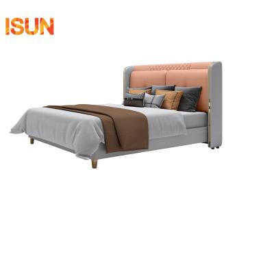 China Luxury Leather Bed Screen (Other) Adjustable American Postmodern Leather Light Art Style Leather Bed 1.8 Meters Single Double Master Bedroom Bed for sale