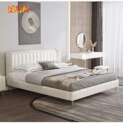 China Comfortable Simple Leather Bed Light Luxury Nordic Modern Master Bedroom White Soft Wrapped Bed for sale