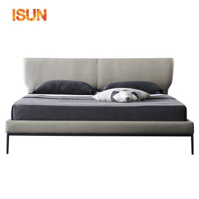 China Comfortable Modern Italian Minimalist Luxury Custom Leather Bed Fabric Bed for sale