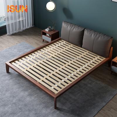 China Comfortable pure solid wood bed double bed nordic modern contracted japanese wood bed for sale