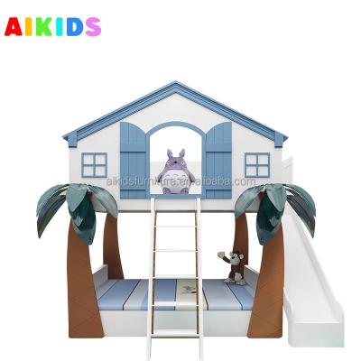 China Custom Creative Cozy Solid Wood Treehouse Beds for Boys and Girls Kids Slide Bunk Beds for sale