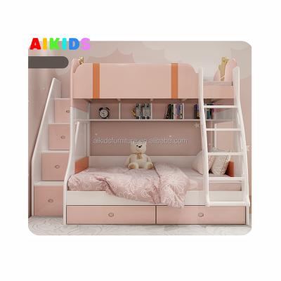 China 2021 New Arrival Solid Wood Furniture Kids Bed Girl Bunk Bed Princess Universal Solid Wood Double Bed for sale