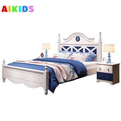 China Comfortable Mediterranean Style Kids Bed American Solid Wood Boys Single Bed Box Storage High Bed for sale