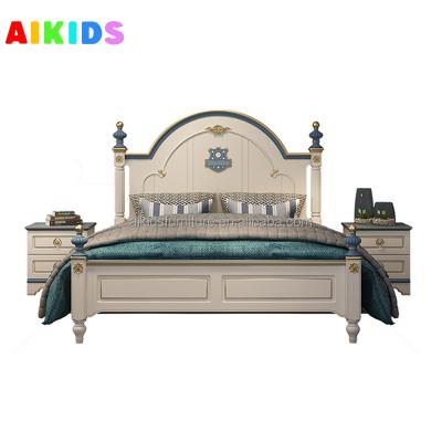 China AIKIDS Comfortable Luxury American Noble Noble Children Bedroom Furniture Set Boys Single Bed Wardrobe Desk for sale