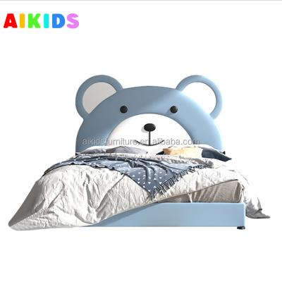 China Custom Made Comfortable Modern Simple Leather Girl Princess Bed Mickey Boy Single Bed for sale